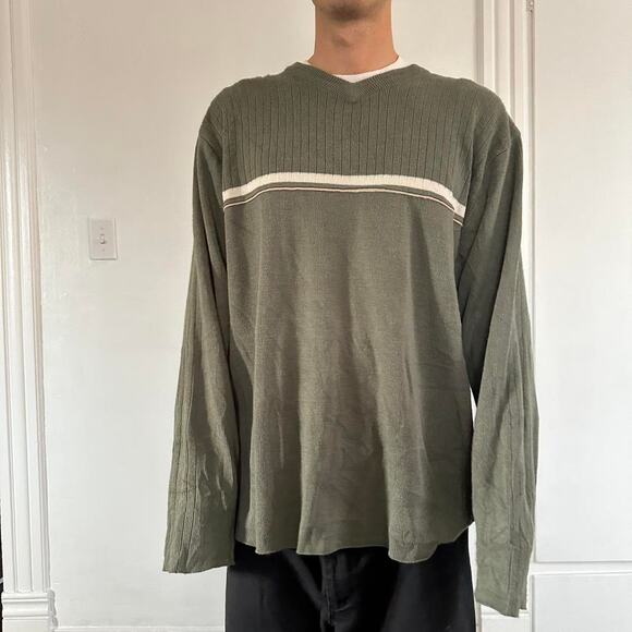 Vintage 00s Y2K Anchor Blue Baggy Striped Longsleeve Sweater - Picture 3 of 8